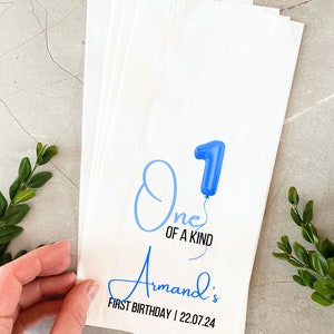 Bomboniere per il primo compleanno di un bambino, per gli ospiti, per il primo compleanno di un bambino, sacchetti di carta personalizzati con stampa Kraft o bianchi, un pezzo unico per un bambino.