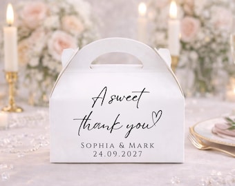 Personalized Wedding Favor Boxes: Small White Printed Gift Boxes with Sickers