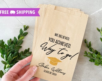Personalized Graduation Favor Bags: Kraft or White Treat Bags