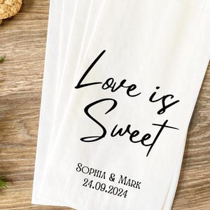 L'amour est doux - Pochettes pour cadeaux de mariage, Pochette pour cadeaux de mariage minimaliste moderne, Sacs pour beignets à biscuits, Pochettes pour bonbons de mariage, Sacs de remerciement pour mariage