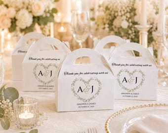 Personalized Wedding Favor Boxes, Monogram Wedding Boxes, Thank You for Celebrating with Us, Bridal Shower Favor Box, Wedding Guest Gift