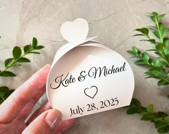 Personalisierte Hochzeit Willkommen Boxen, elegantes Hochzeitsbevorzugung, gedruckte Boxen für Gäste Weiß Personalisierte Candy Box Benutzerdefinierte Party Box mit Namen