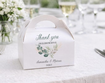Personalized Wedding Favor Small Gable Boxes: Custom Names & Date, Thank You Gift