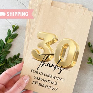 Personalized 30th Birthday Party Favors for Guests in Bulk, Milestone Birthday Candy Treat Popcorn Bags - 40th, 50th, 60th, 70th, 80th Bags