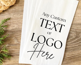 50 Custom Logo Paper Bags: Personalized Kraft Gift Bags, Bulk Wedding Favors