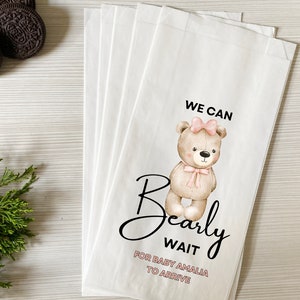 Nous pouvons attendre longtemps Sacs de cadeaux pour baby shower, sacs à bonbons pour baby shower, décoration de fête de naissance imprimée personnalisée, cadeaux de baby shower personnalisés