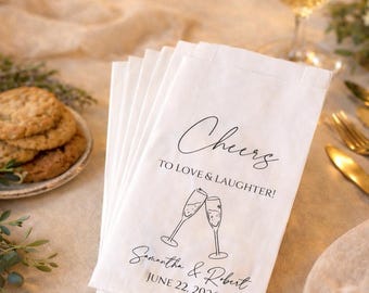 Wedding Favor Bags Personalized, Cheers to Love and Laughter Bags, Wedding Treat Bags, Bridal Shower Favor Bags