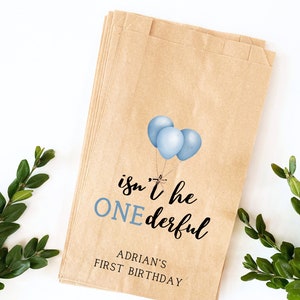 Personalized First Birthday Favor Bags: "ONEderful" Party, Custom Printed image 4