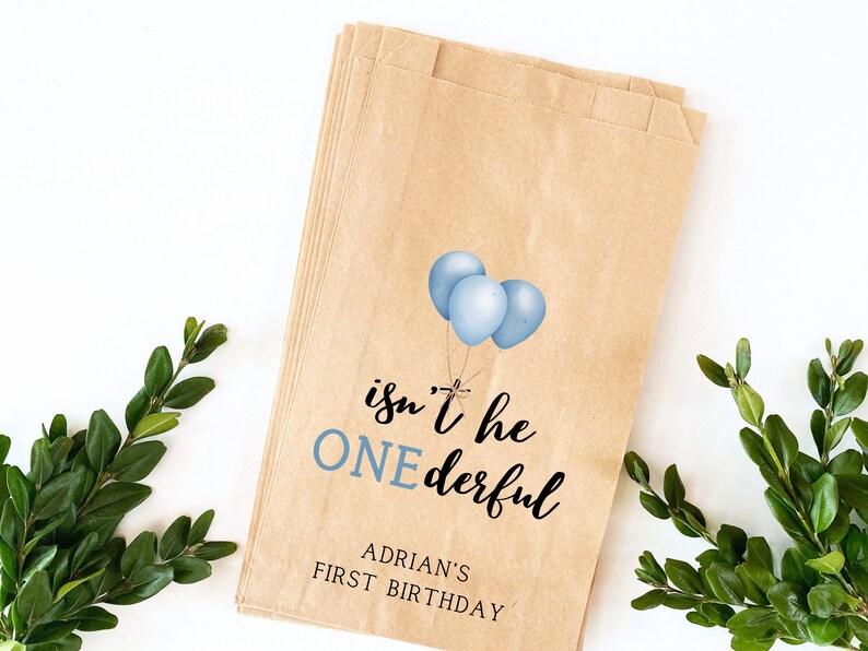 Personalized First Birthday Favor Bags: "ONEderful" Party, Custom Printed image 4