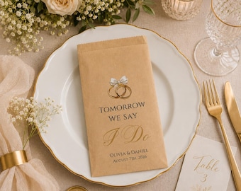 25+ Kraft Wedding Favor Bags, Personalized I Do Wedding Bags, Rustic Wedding Treat Bags, Custom Guest Favor Bags