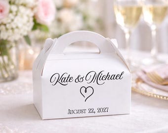 Personalized Wedding Welcome Boxes: Elegant White Favor Boxes with Sticker