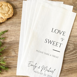 Sacchetti per bomboniere "Love is Sweet" - Sacchetti per dolcetti personalizzati per gli ospiti - Sacchetti per caramelle personalizzati - Ricevimento di nozze, bar dei dessert, bomboniere con biscotti