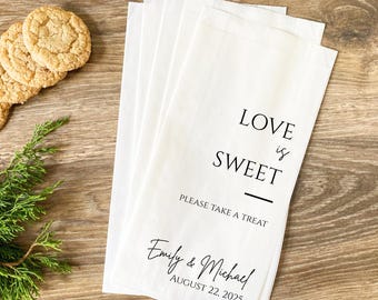 Personalized Wedding Favor Bags: Love is Sweet Treat Bags