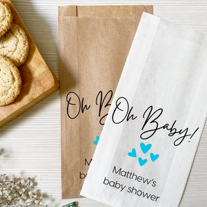 Oh Baby Sacchetti portaconfetti personalizzati per baby shower, Sacchetti con ciambelle per neonato, Sacchettini con panini al forno o Sacchetti di caramelle, Decorazioni per ragazza o ragazzo, Sacchetti per biscotti