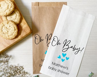 Bolsas personalizadas para regalos de baby shower: Oh Baby, Kraft o blancas