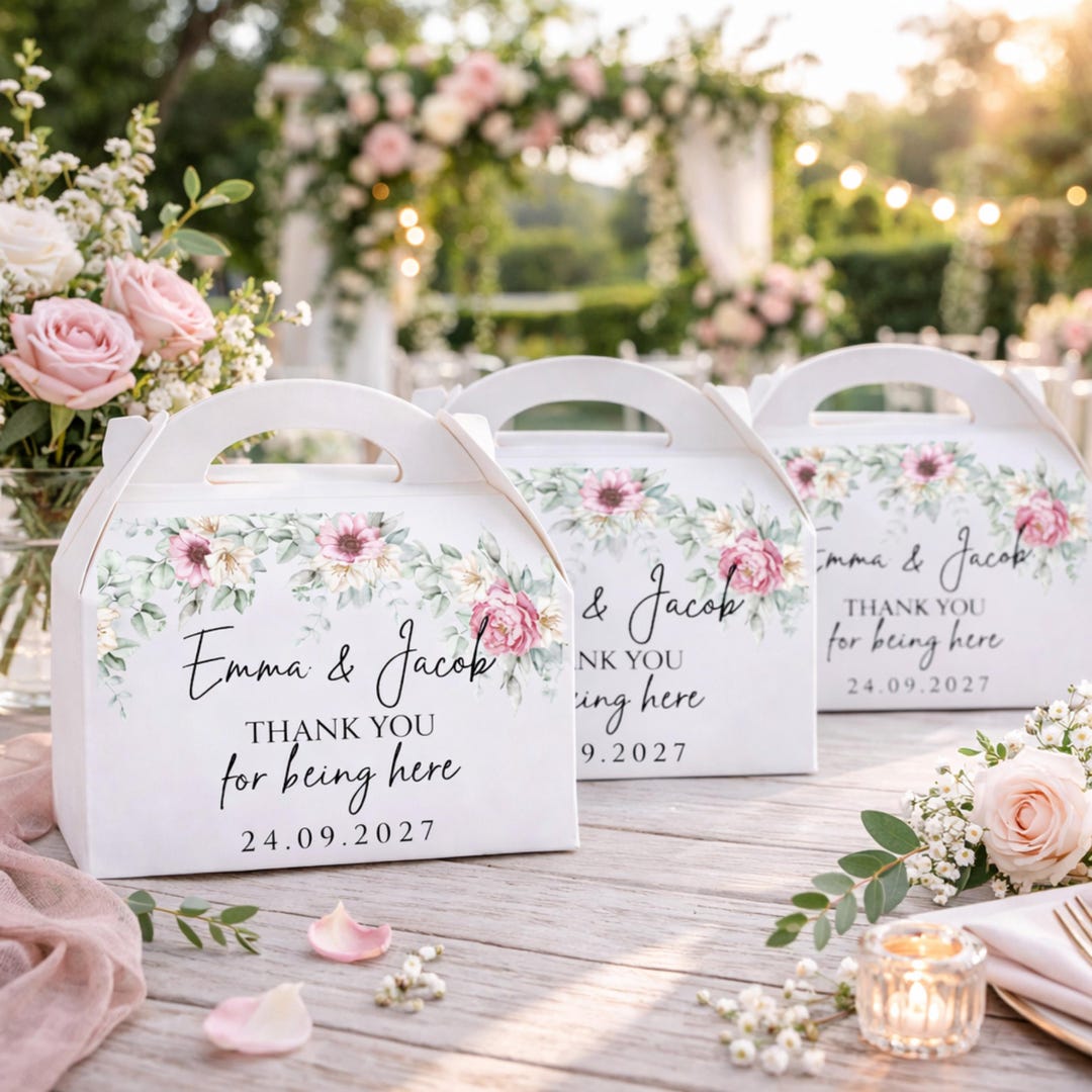 Custom Wedding Favor Boxes With Names & Date, Personalized Guest Gift ...