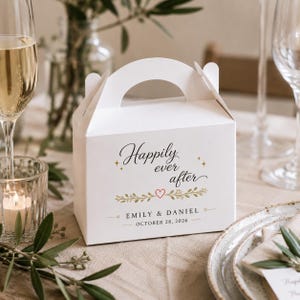 Happily Ever After Wedding Favor Boxes, Personalized Wedding Boxes, Custom Wedding Favor Packaging, Wedding Candy Boxes, Flat Pack Boxes