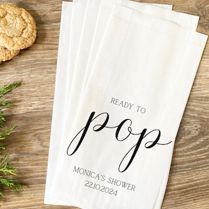 Personalized Baby Shower Treat Bags Ready To Pop Baby Shower Bag, Popcorn Favor Bags, About To Pop Baby Shower Favor Bags, Popcorn Party