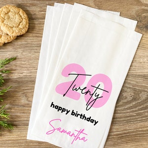 Birthday Favor Bags – Personalized Age & Name Treat Bags, Custom Cookie Goodie Bags for Party Favors, Candy Buffet, Happy Birthday Bags