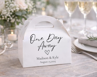 Personalized Rehearsal Dinner Favor Boxes: One Day Away Wedding Decor