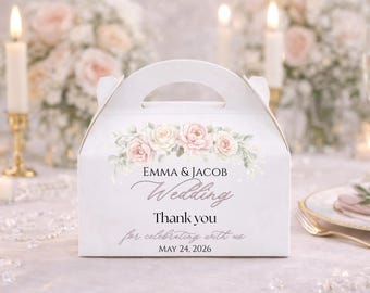 Personalized Wedding Favor Boxes, Floral Wedding Candy Boxes, Thank You Wedding Favors for Guests, Custom Wedding Treat Boxes