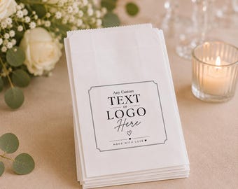 Custom Logo Paper Bags, Personalized Small Business Packaging, Branded Treat Bags, Custom Printed Bags, Retail and Bakery Packaging