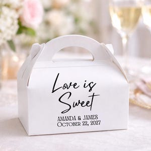 Gepersonaliseerde bedankdoosjes, Love is Sweet, bulkgeschenkverpakkingen met gedrukte sticker