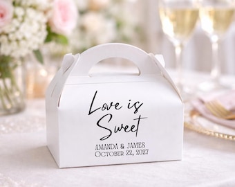 Personalized Wedding Favor Boxes, Love is Sweet, Bulk Gift Boxes with Printed Sticker