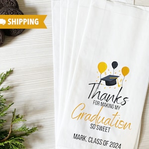 Sacs personnalisés pour cadeaux de remise des diplômes Sacs de remise de diplômes Sacs blancs ou marrons pour l'obtention du diplôme, Sacs pour biscuits à emporter, Sacs pour collations de snack-bar
