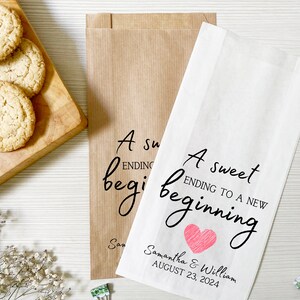 Une fin en douceur pour un nouveau départ - Cadeaux de mariage, sacs de cadeaux de mariage personnalisés pour biscuits, sacs de table donuts pour cadeaux d'invités