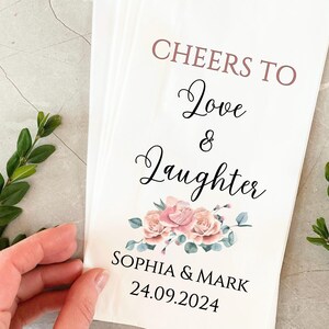Sacchetti per bomboniere personalizzati - "Cin cin all'amore e alle risate" - Sacchetti di carta kraft stampati personalizzati per snack, regali e decorazioni per la tavola nuziale