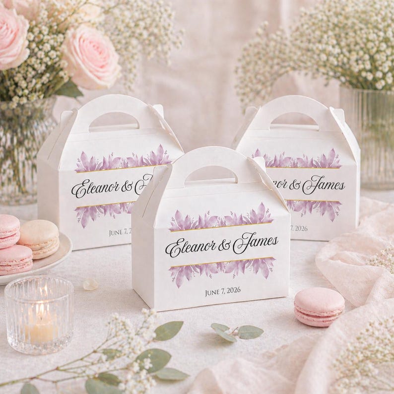 Personalized Wedding Favor Boxes, Floral Thank You Boxes, Custom Names ...