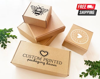 CAJAS KRAFT con tapa - Cajas de embalaje para productos hechos a mano, joyería, pequeñas empresas, caja de correo personalizada con impresión, suministros de envío