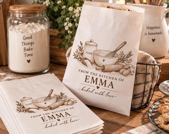 Personalized Homemade Treat Bags, From My Kitchen Baking Bags, Custom Cookie Bags, Baked With Love Gift Bags