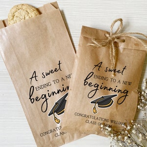 Personalized Graduation Favor Bags Graduation Party Favour White or Brown Bags Graduation, Cookie Take Home Bags, Snack Bar Treat Bags