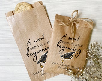 Personalized Graduation Favor Bags Graduation Party Favour White or Brown Bags Graduation, Cookie Take Home Bags, Snack Bar Treat Bags