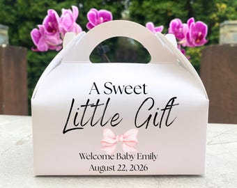 Baby Shower Favor Boxes with Handle • Personalized Baby Shower Gift Boxes with Sricker • Custom Baby Shower Treat Boxes