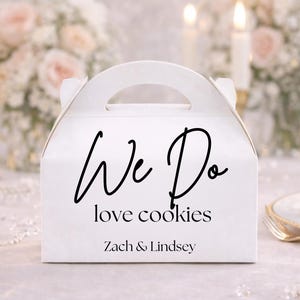 Personalized Wedding Favor Boxes: Minimalist Cookie Treat Gable Boxes for Guests with Printed Sticker