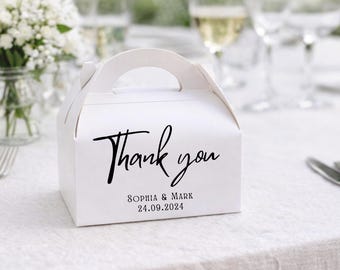 Custom Wedding Gable Favor Boxes: Personalized Candy Boxes with Sticker