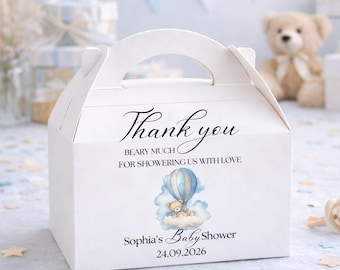 Baby Shower Favor Boxes for Guests, Teddy Bear Baby Shower, Personalized Thank You Boxes, Boy Baby Shower Party, Cute Baby Shower Packaging