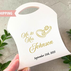 Cajas de regalo de boda personalizadas - "Sr. y Sra." - Embalaje personalizado / Elegantes cajas de regalo de boda para invitados / Cajas de recuerdo de boda personalizadas