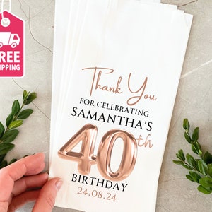 Sacchetti per bomboniere per il 40° compleanno, decorazioni personalizzate per feste, grazie per aver festeggiato 40 anni, sacchetti di carta ecologica stampati personalizzati per gli ospiti, riciclati