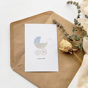bonjour bebe, baby shower, tarjeta de cumpleaños mínima, lindo, divertido, globos, para él, novio, esposo, para ella, gran día, simple