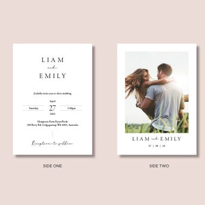 WEDDING INVITATION SET, Minimalist Wedding Invitation Template Modern Wedding Invite Boho Wedding Invitation Photo Wedding Invitation image 3