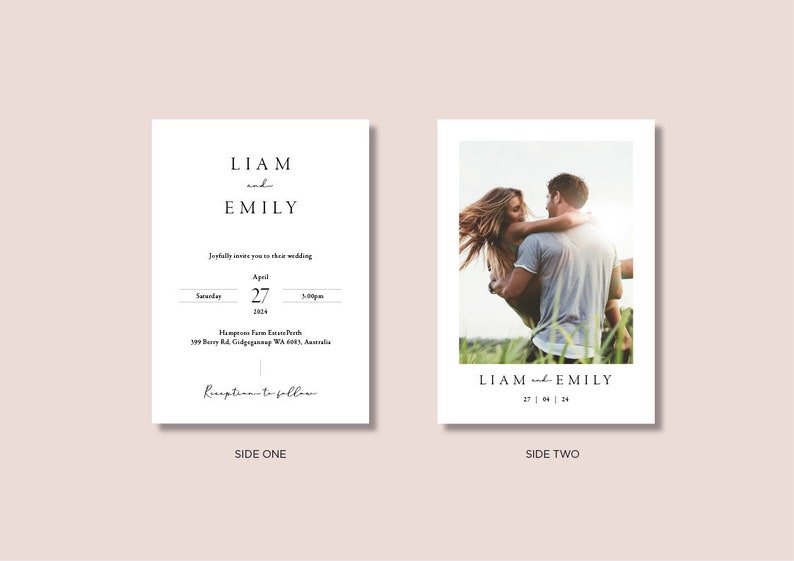 WEDDING INVITATION SET, Minimalist Wedding Invitation Template Modern Wedding Invite Boho Wedding Invitation Photo Wedding Invitation image 3