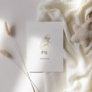 hello little one, french,  baby shower, Minimal Birthday Card