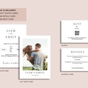 WEDDING INVITATION SET, Minimalist Wedding Invitation Template Modern Wedding Invite Boho Wedding Invitation Photo Wedding Invitation image 4