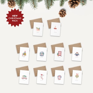 Pack of 10 Illustrated Christmas Cards