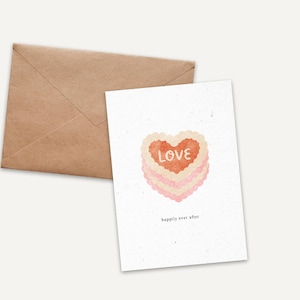 Carte « Happy ever after » - Love Cake - Carte de mariage - Pour couple - Attelée - Mignon - Cheers - Carte de voeux