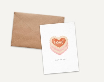Cartão de "felizes para sempre" - Bolo de amor - Cartão de casamento - Para casal - Casado - Fofo - Felicidades - Cartão de felicitações